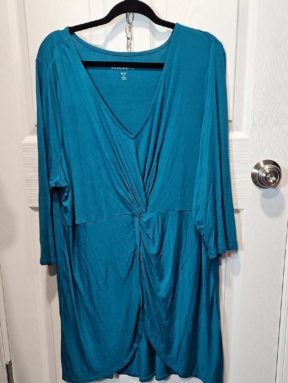 Roaman's Teal Scoop Neck Top